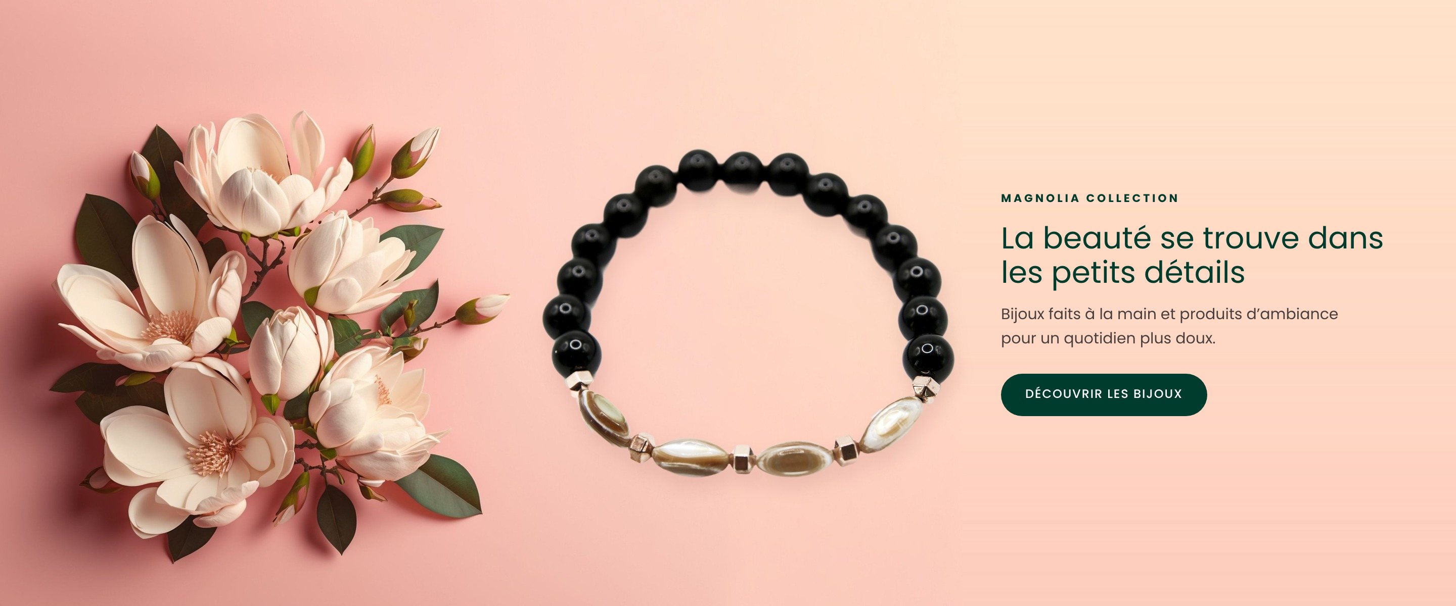 Bracelet Conchylium et magnolias